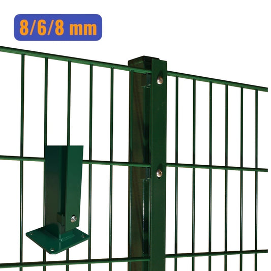 Doppelstabmatten-Komplettset 8/6/8 moosgrün (RAL6005) – Aufschrauben