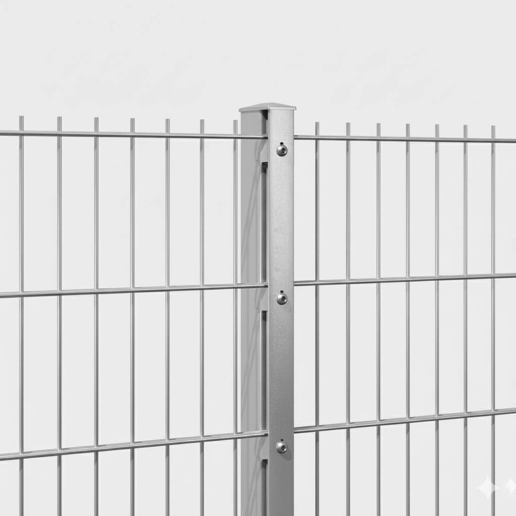 Doppelstabmattenzaun Komplett-Set Verzinkt - Einbetonieren
