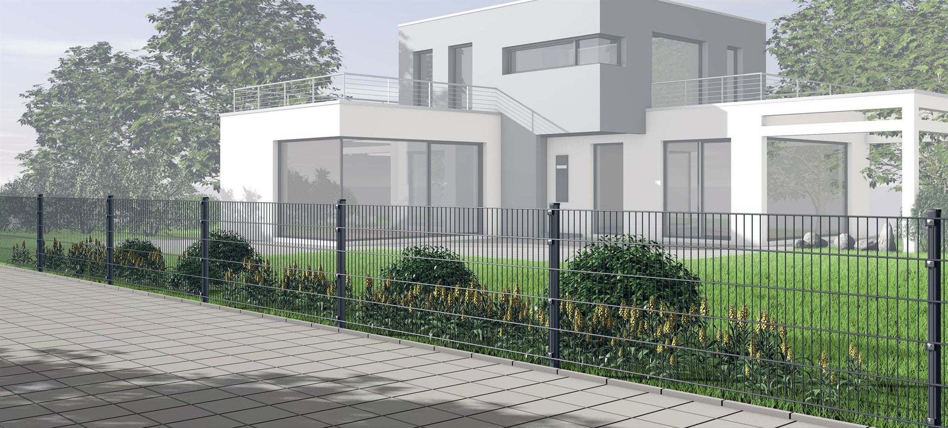 Doppelstabmatten-Komplettset 6/5/6 anthrazit (RAL7016) einbetonieren