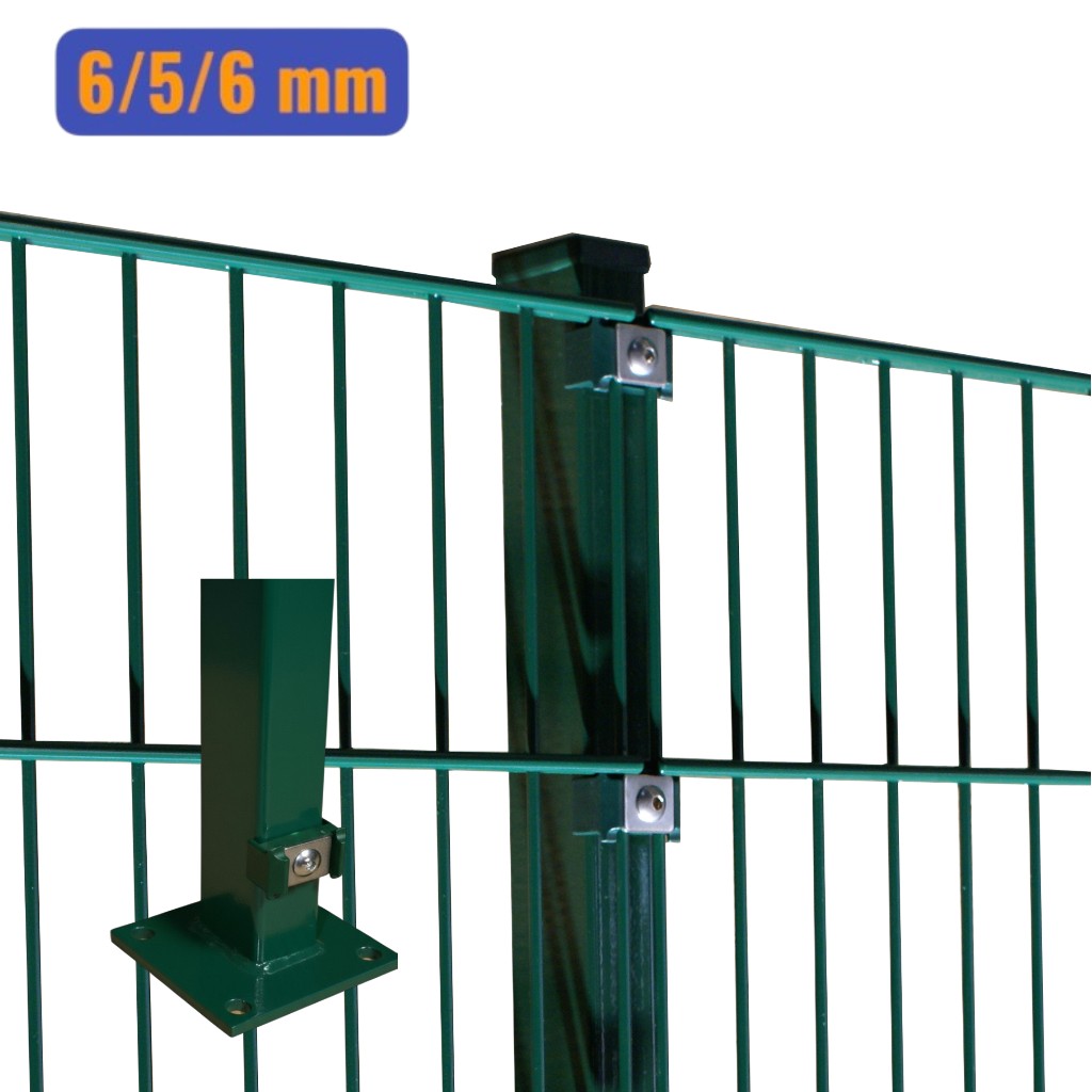 Doppelstabmatten-Komplettset 6/5/6 moosgrün (RAL6005) – Aufschrauben