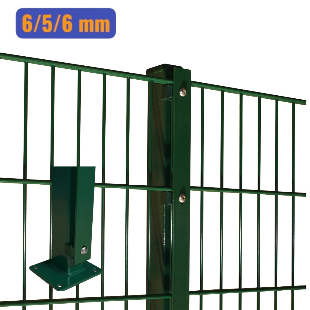 Doppelstabmatten-Komplettset 6/5/6 moosgrün (RAL6005) – Aufschrauben