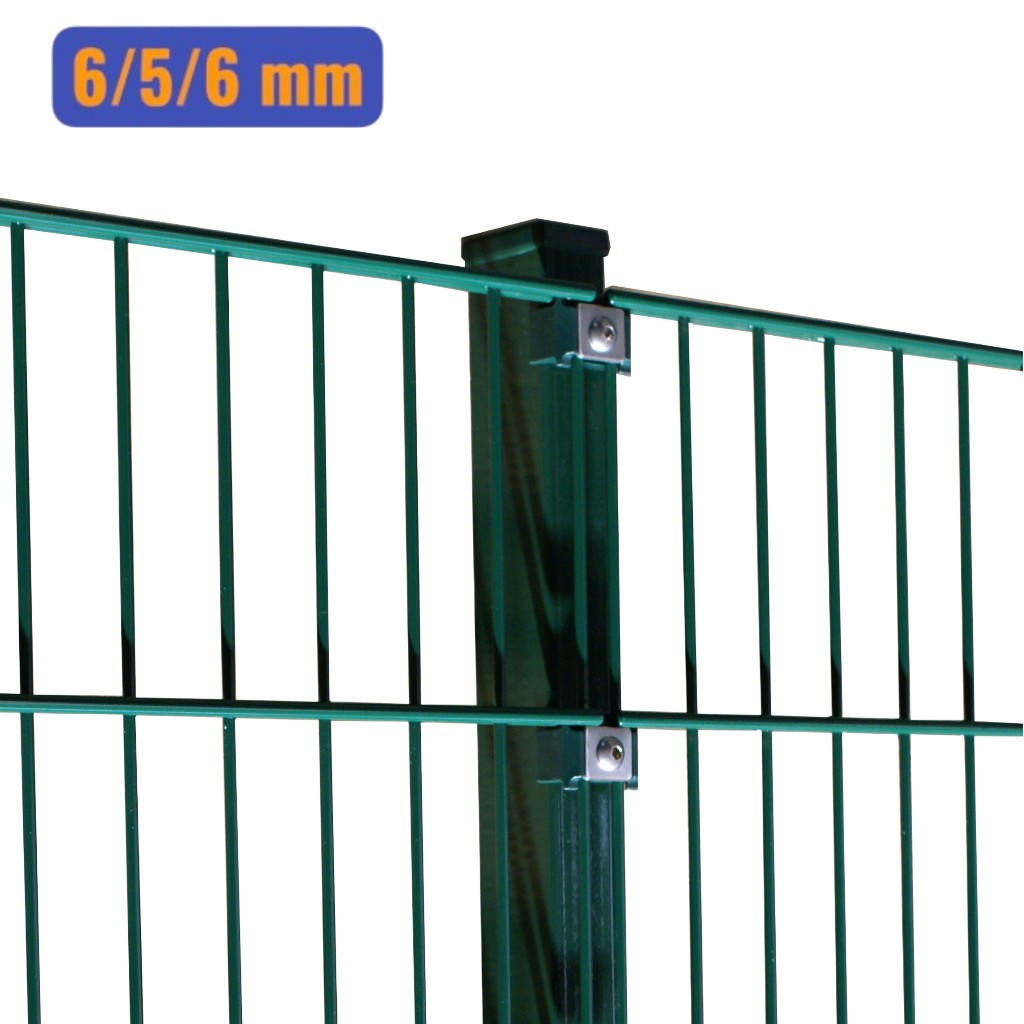 Doppelstabmatten-Komplettset 6/5/6 moosgrün (RAL6005) – Einbetonieren