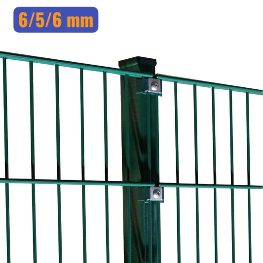 Doppelstabmatten-Komplettset 6/5/6 moosgrün (RAL6005) – Einbetonieren