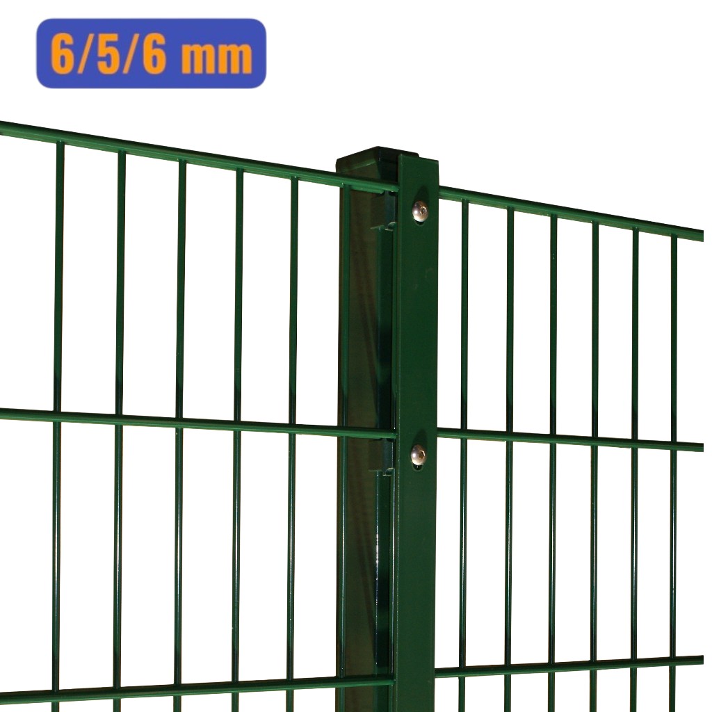 Doppelstabmatten-Komplettset 6/5/6 moosgrün (RAL6005) – Einbetonieren