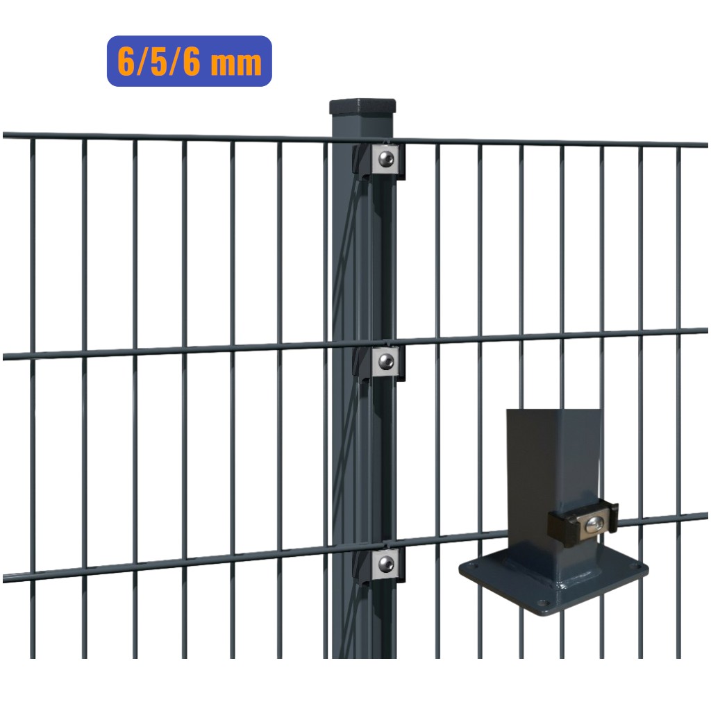 Doppelstabmatten-Komplettset 6/5/6 Anthrazit RAL 7016 – Aufschrauben