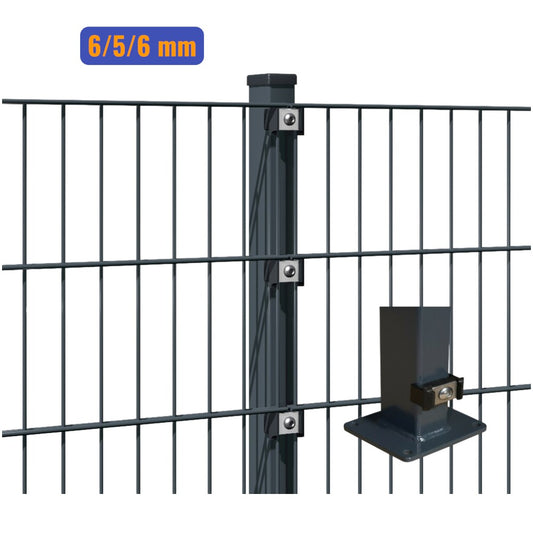 Doppelstabmatten-Komplettset 6/5/6 Anthrazit RAL 7016 – Aufschrauben