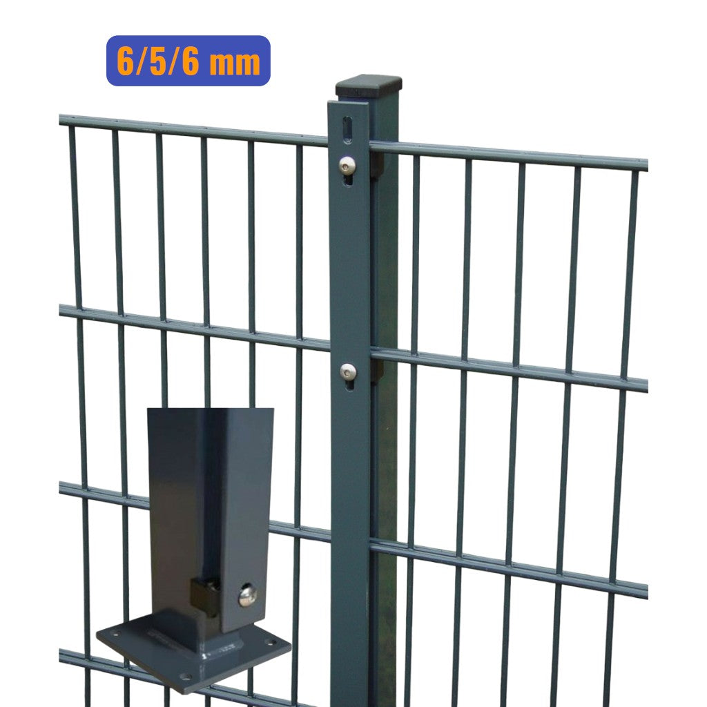 Doppelstabmatten-Komplettset 6/5/6 Anthrazit RAL 7016 – Aufschrauben