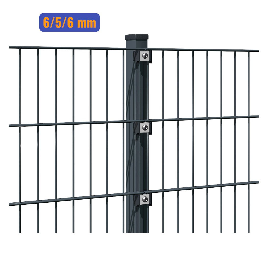 Doppelstabmatten-Komplettset 6/5/6 anthrazit (RAL7016) einbetonieren