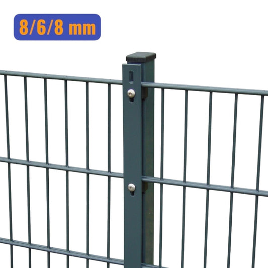 Doppelstabmatten-Komplettset 8/6/8 anthrazit (RAL7016) – Einbetonieren