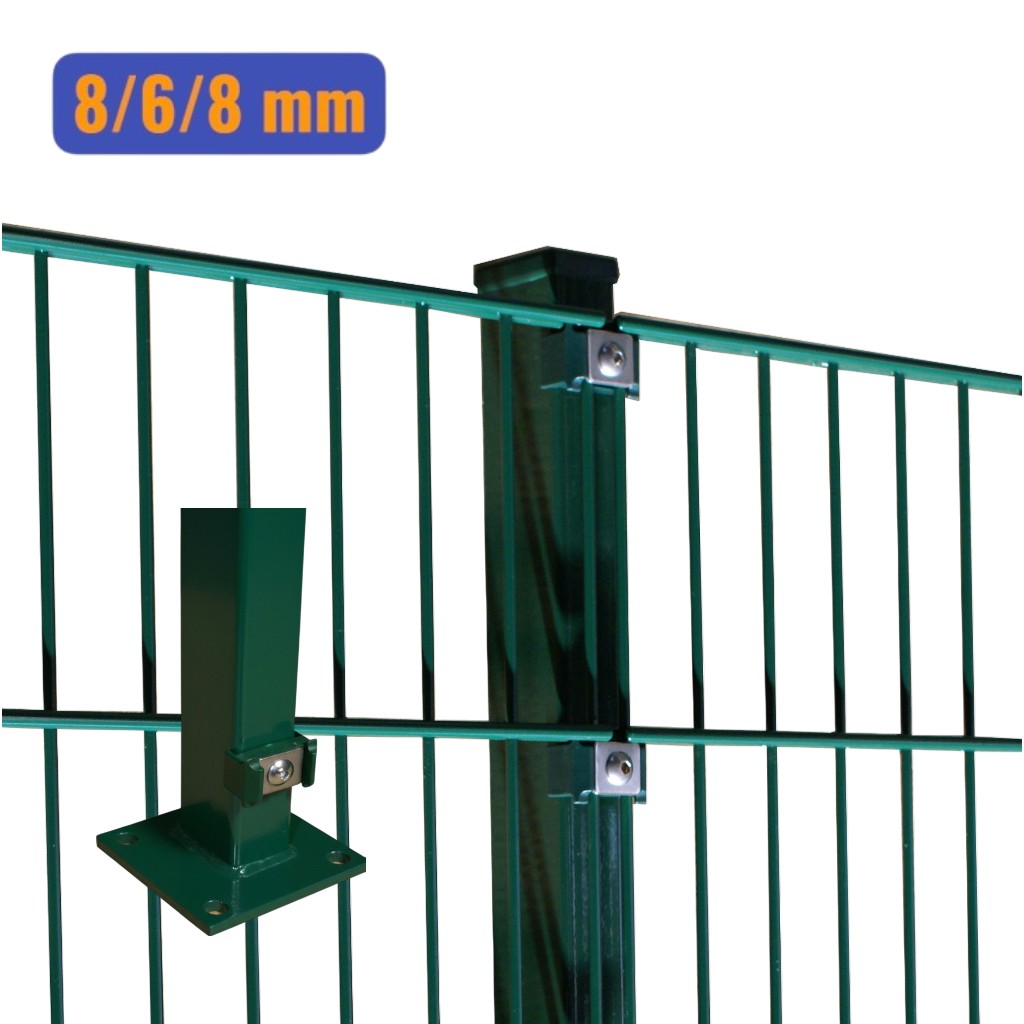 Doppelstabmatten-Komplettset 8/6/8 moosgrün (RAL6005) – Aufschrauben