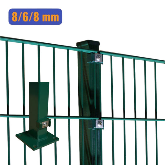 Doppelstabmatten-Komplettset 8/6/8 moosgrün (RAL6005) – Aufschrauben