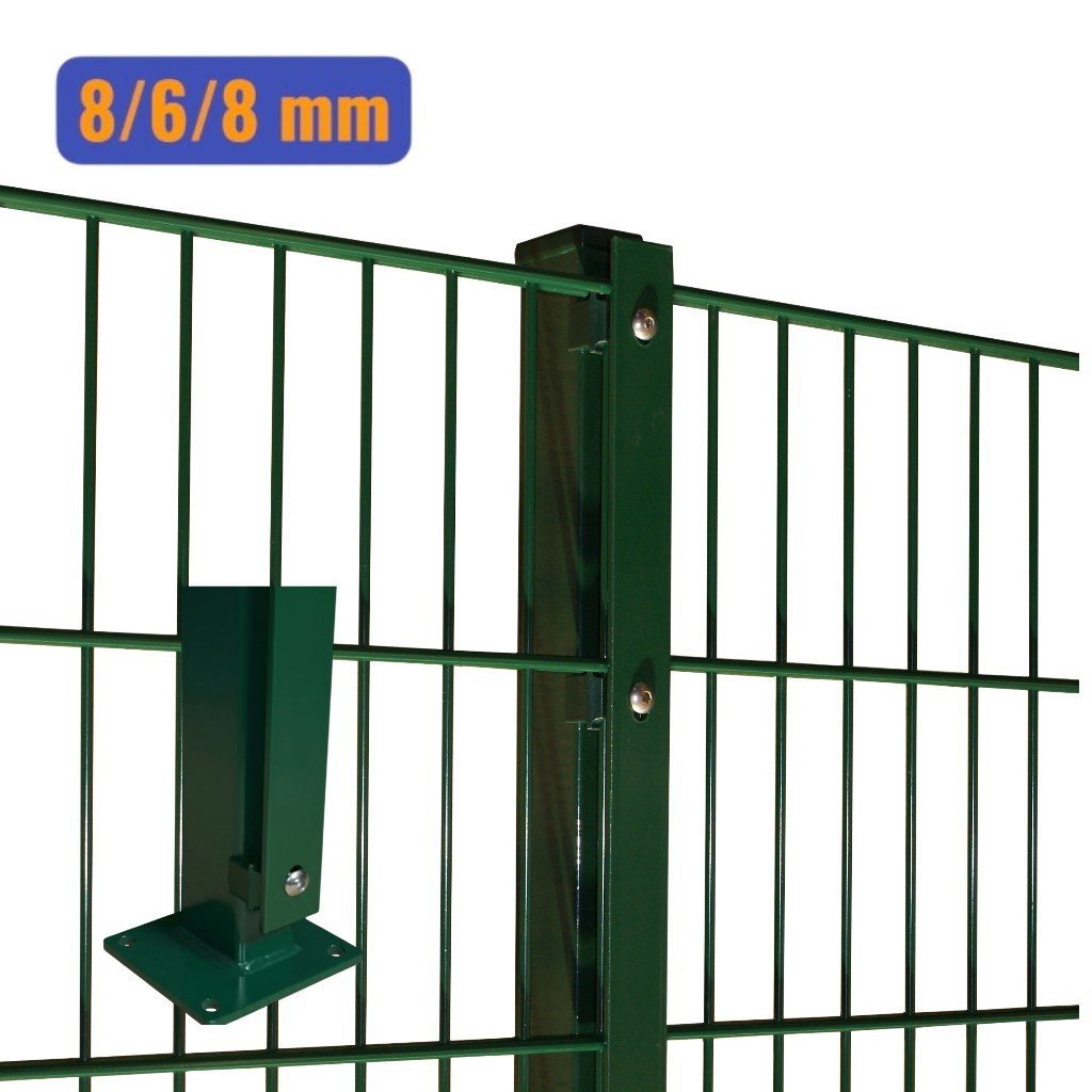 Doppelstabmatten-Komplettset 8/6/8 moosgrün (RAL6005) – Aufschrauben