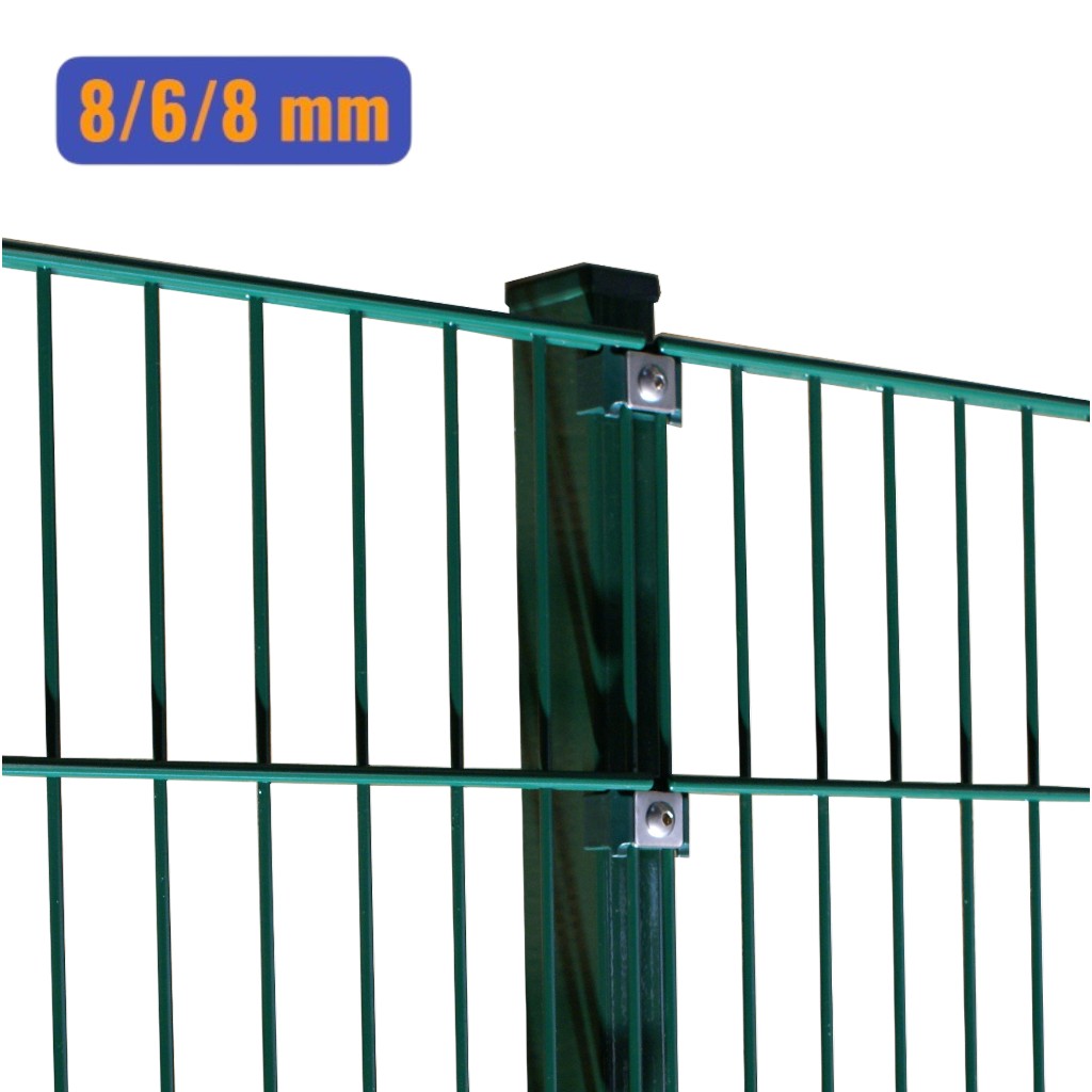 Doppelstabmatten-Komplettset 8/6/8 moosgrün (RAL6005) – Einbetonieren