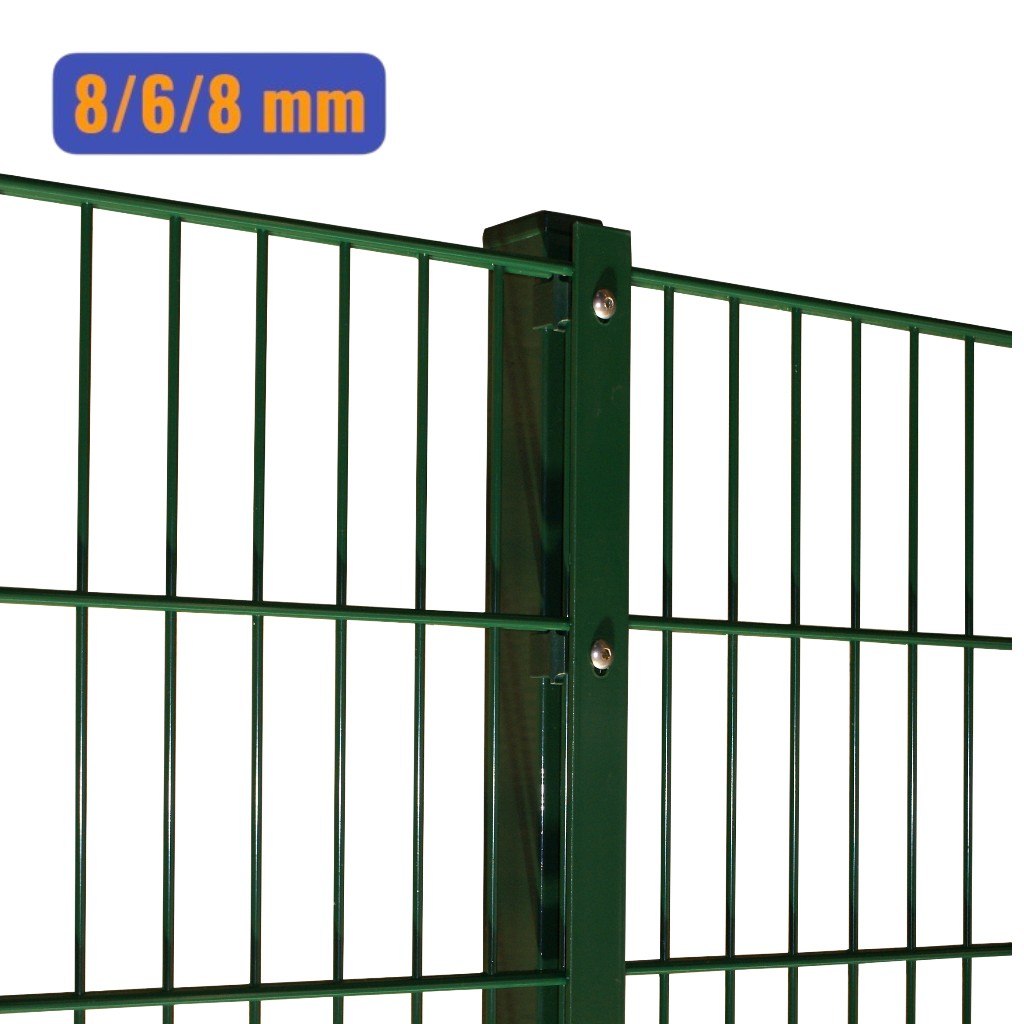 Doppelstabmatten-Komplettset 8/6/8 moosgrün (RAL6005) – Einbetonieren