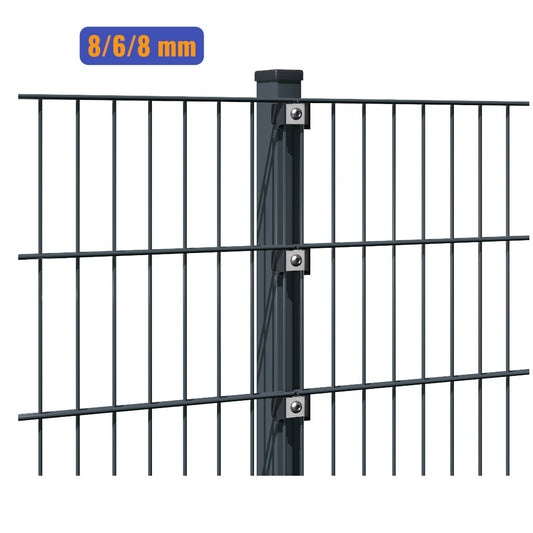 Doppelstabmatten-Komplettset 8/6/8 anthrazit (RAL7016) – Einbetonieren