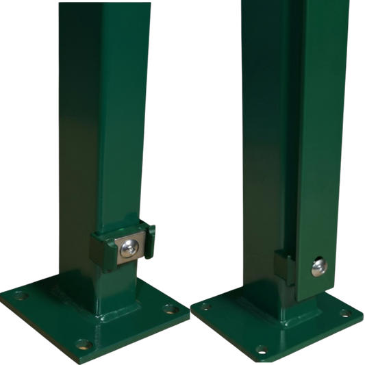 Pfosten 60 x 40 mm – moosgrün RAL 6005 - zum Aufschrauben/ Bodenplatte