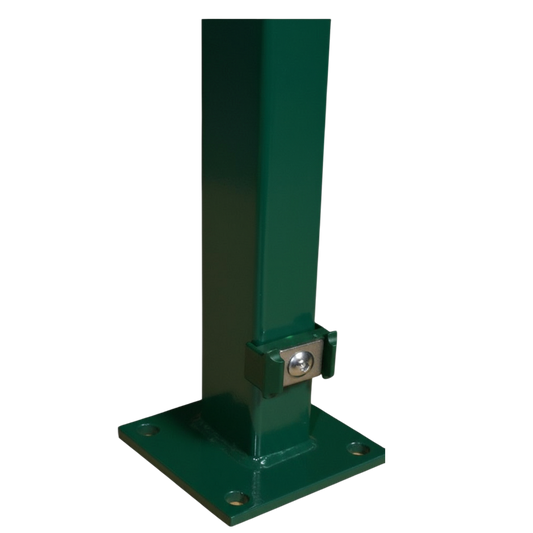 Pfosten 60 x 40 mm – moosgrün RAL 6005 - zum Aufschrauben/ Bodenplatte