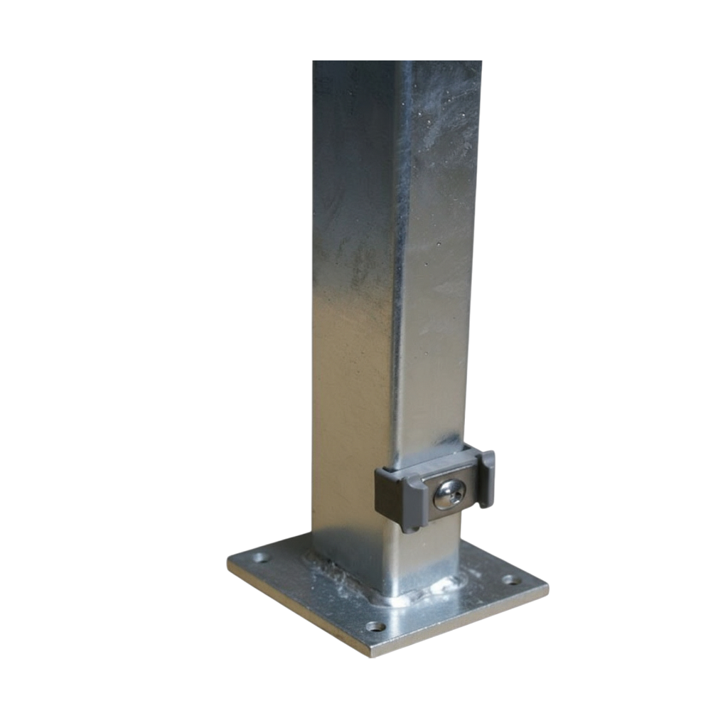 Pfosten 60 x 40 mm – verzinkt - zum Aufschrauben/ Bodenplatte