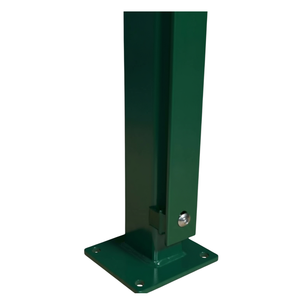 Pfosten 60 x 40 mm – moosgrün RAL 6005 - zum Aufschrauben/ Bodenplatte