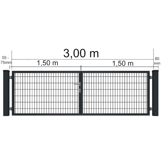Premium Doppelflügeltor 8/6/8 mm - anthrazit RAL7016
