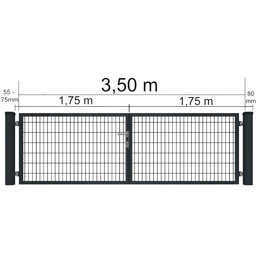 Premium Doppelflügeltor 8/6/8 mm - anthrazit RAL7016