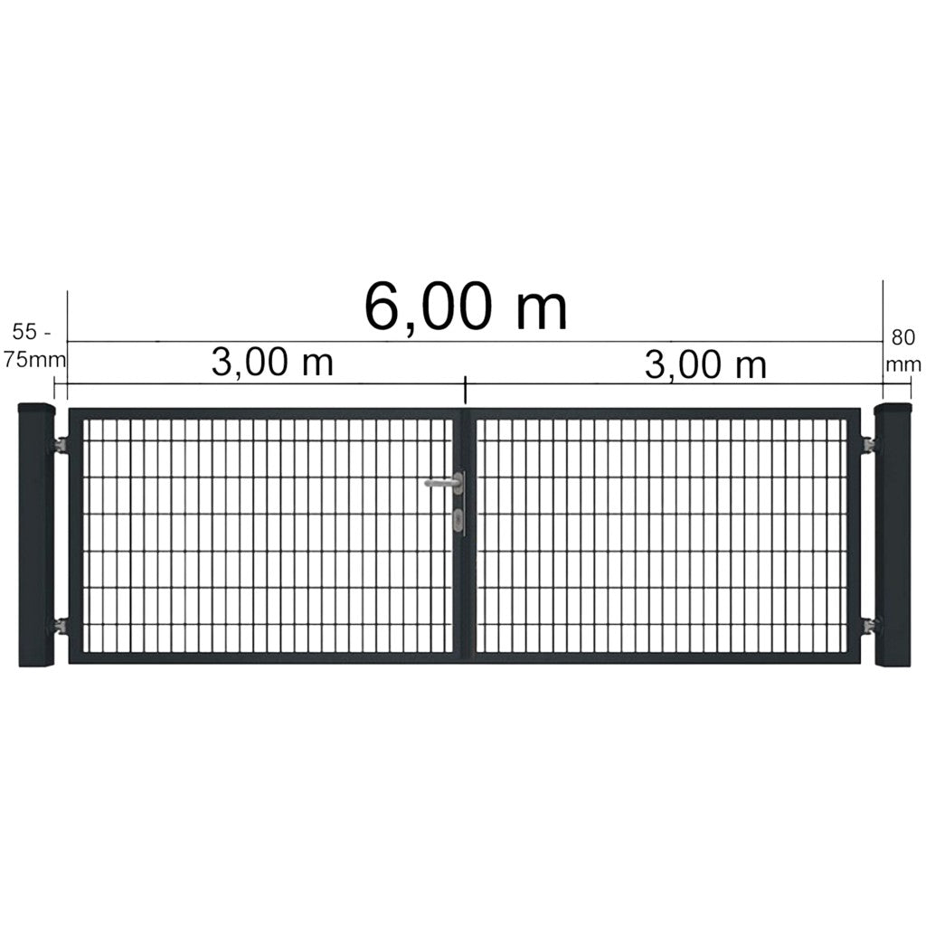 Premium Doppelflügeltor 8/6/8 mm - anthrazit RAL7016