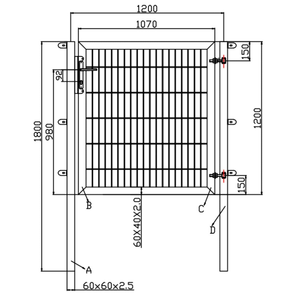 Industrie Gartentor 8/6/8 mm - Breite ca. 1200 mm