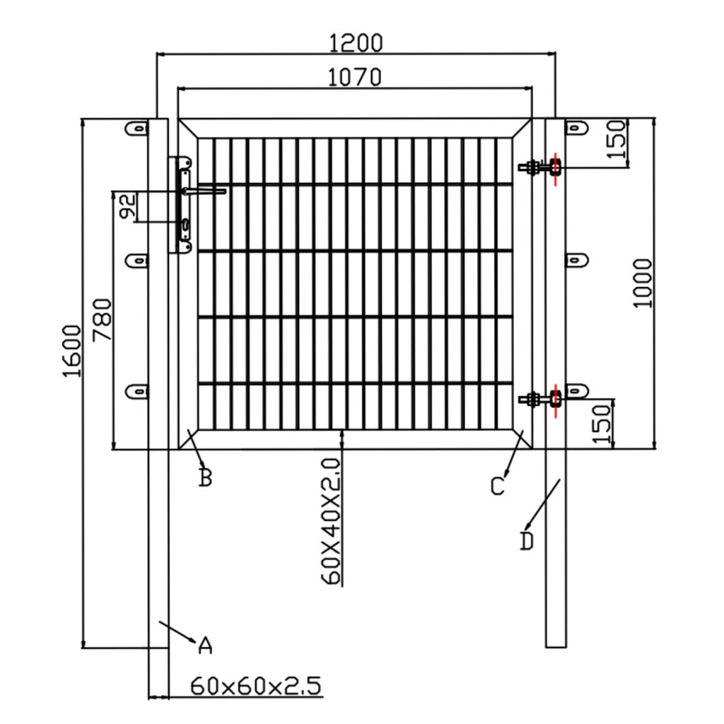 Industrie Gartentor 8/6/8 mm - Breite ca. 1200 mm