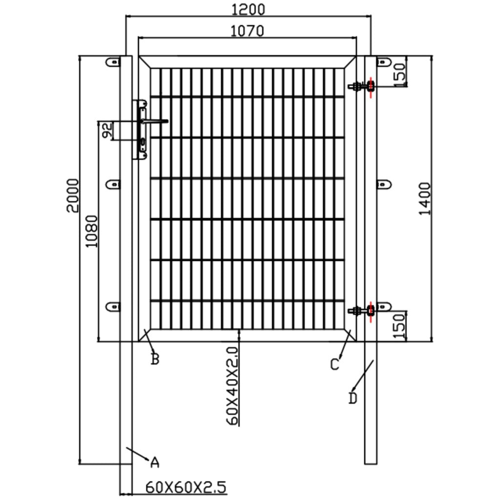 Industrie Gartentor 8/6/8 mm - Breite ca. 1200 mm