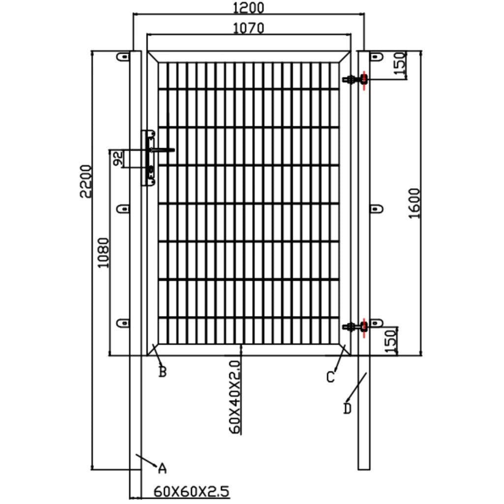 Industrie Gartentor 8/6/8 mm - Breite ca. 1200 mm
