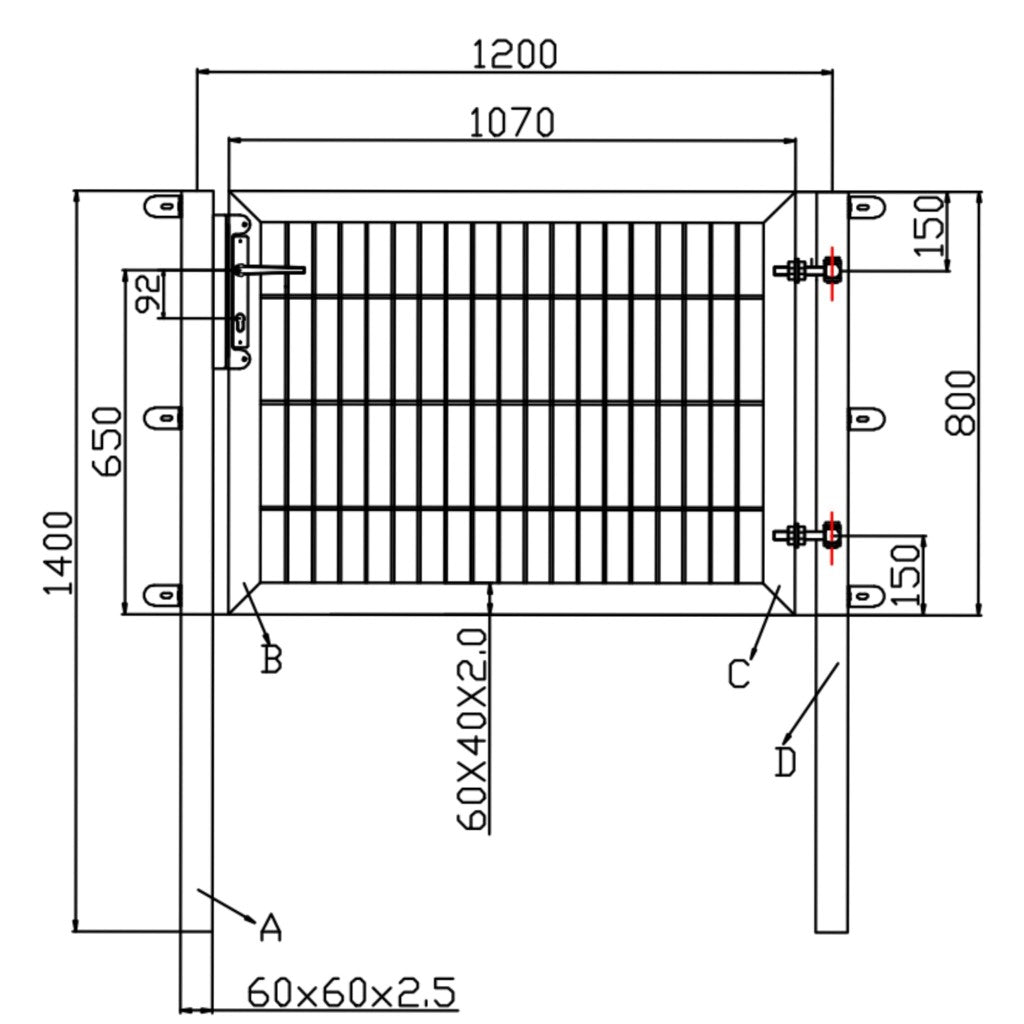 Industrie Gartentor 8/6/8 mm - Breite ca. 1200 mm