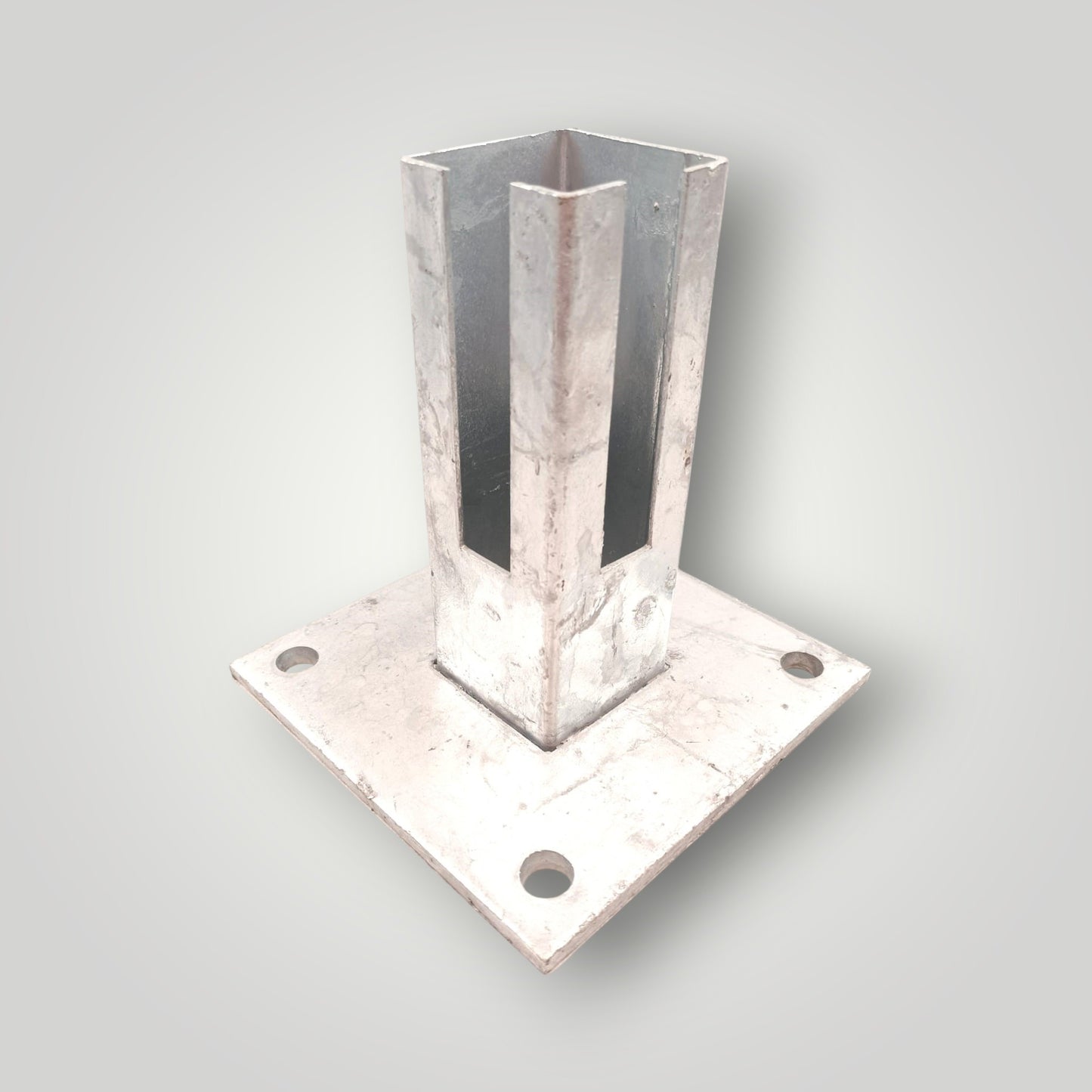 Eck-Bodenplatte für Doppelstabmattenzaun Eck-Pfosten 60x60 mm