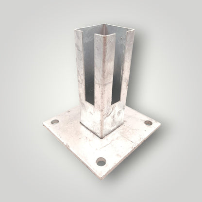 Eck-Bodenplatte für Doppelstabmattenzaun Eck-Pfosten 60x60 mm